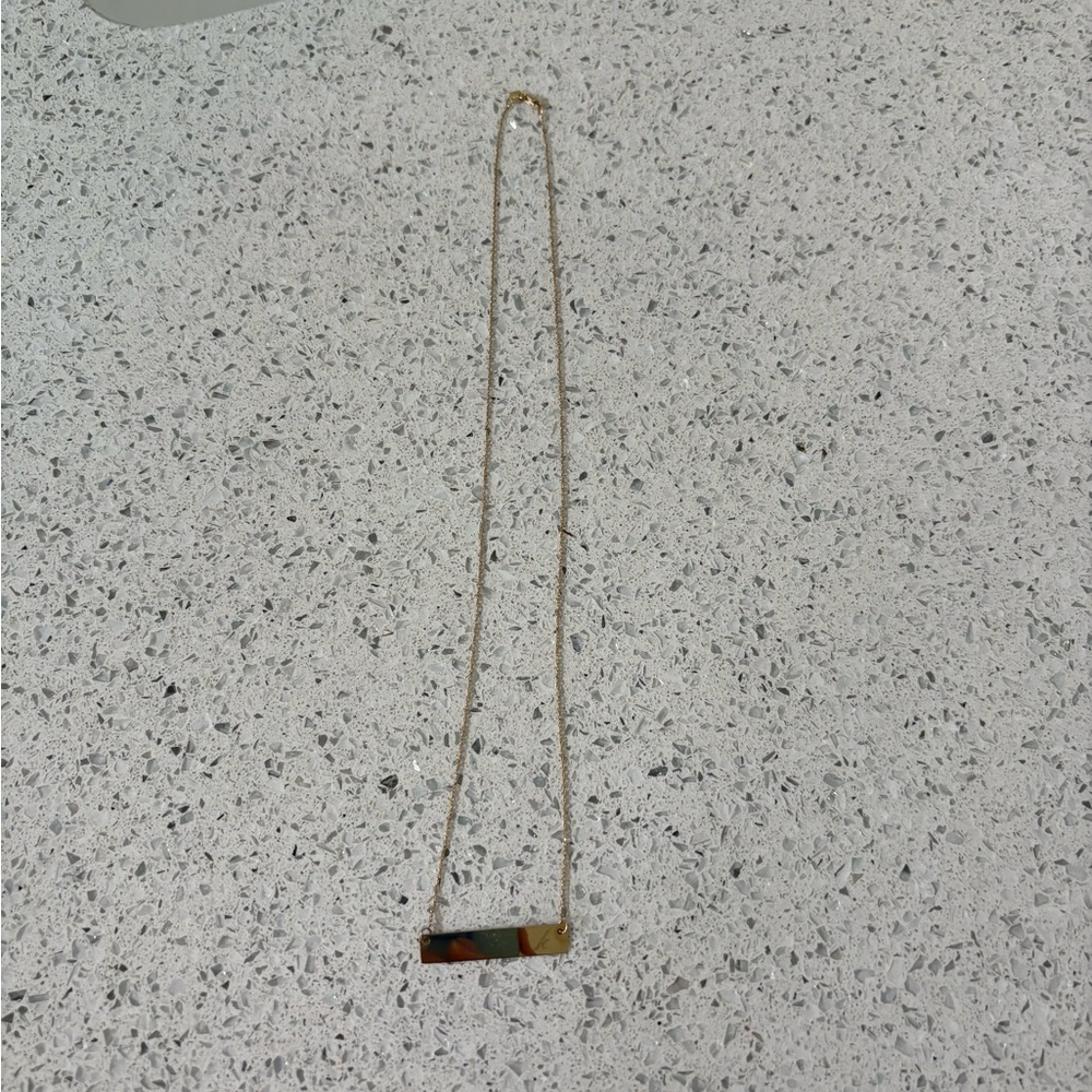 14K Solid Gold Bar Necklace - Engraved “k”